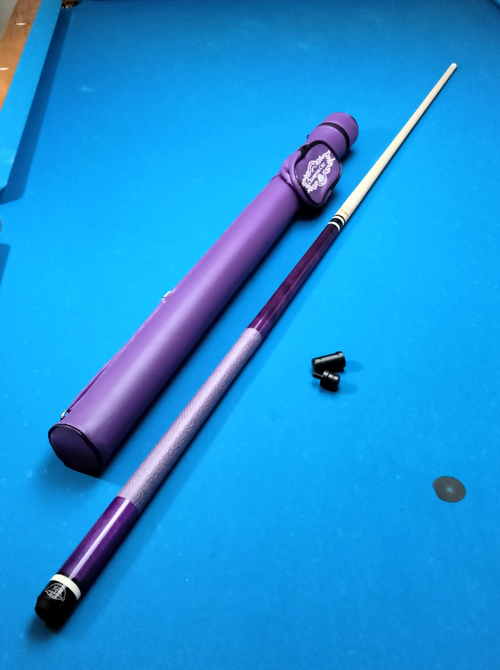 Champion ST10 Purple Pool Cue – 12.5mm with Hard Case, Joint Protectors & Glove