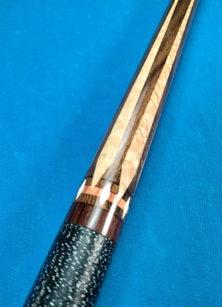 Tip and shaft detail on vintage Lucasi Jeremy Jones pool cue